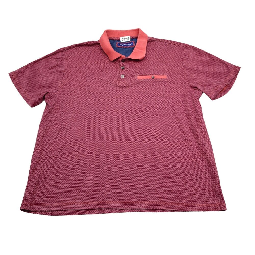 English Laundry Shirt Mens L Burgundy Polo Casual Golf Pocket Cotton